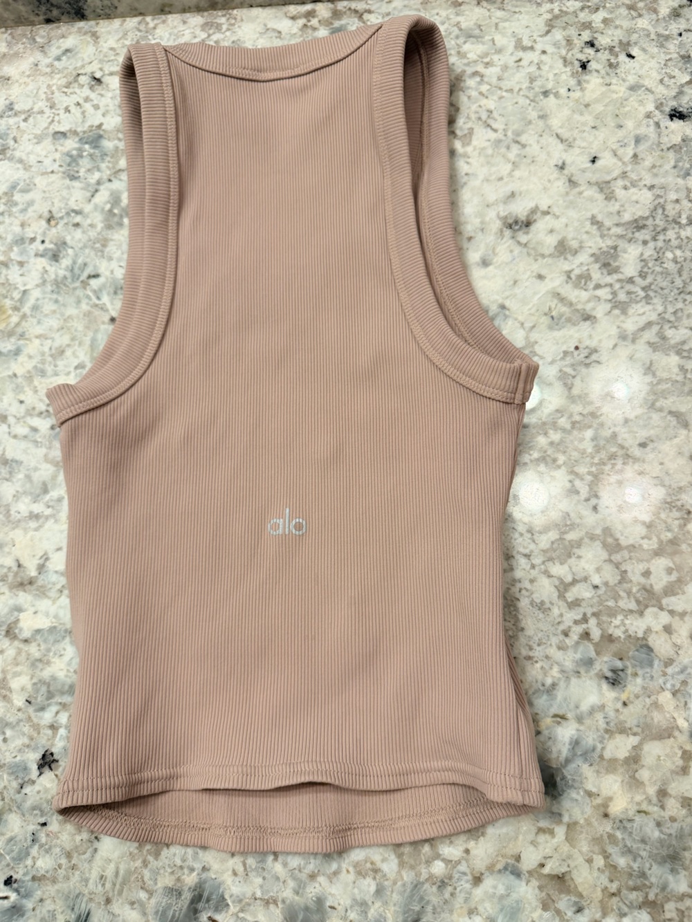 ALO Yoga Ribbed Goddess Ribbed Go-To Taupe Tank - Picture 3 of 3